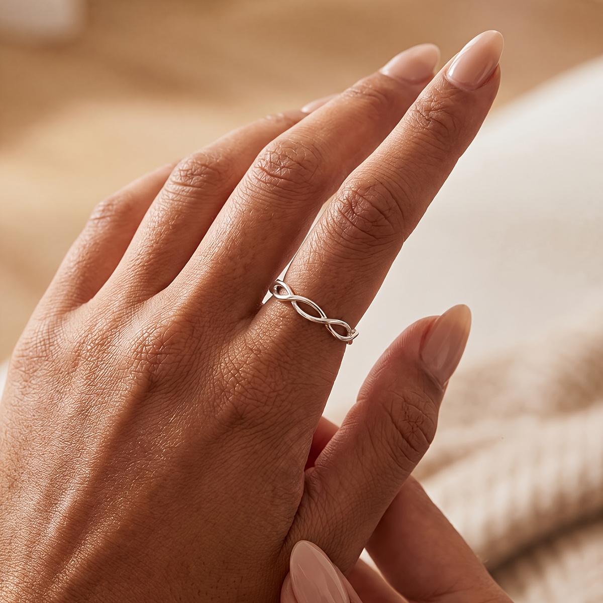 Women's Double Interlocking Ring, Versatile Fashion Accessory